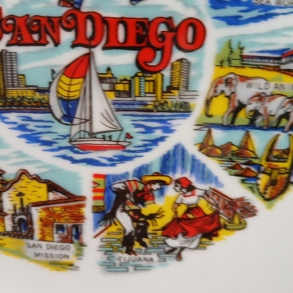 Vintage Collector Plate San Diego Trinket Dish Made in Korea Souvenir 9" x 9" - Picture 2 of 10